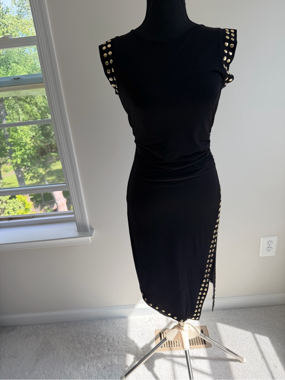 Michael Kors Black Studded Midi Dress XS - Picture 5 of 8